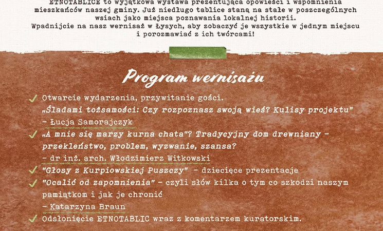 Wernisaż Etnotablic — zapraszamy do Łysych